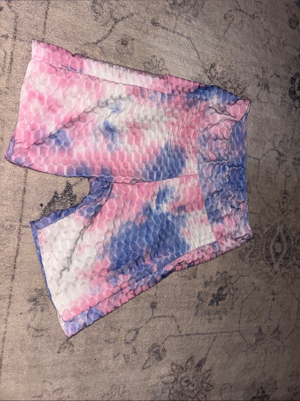 Women’s Tie-Dye Pink & Blue Textured Biker Shorts